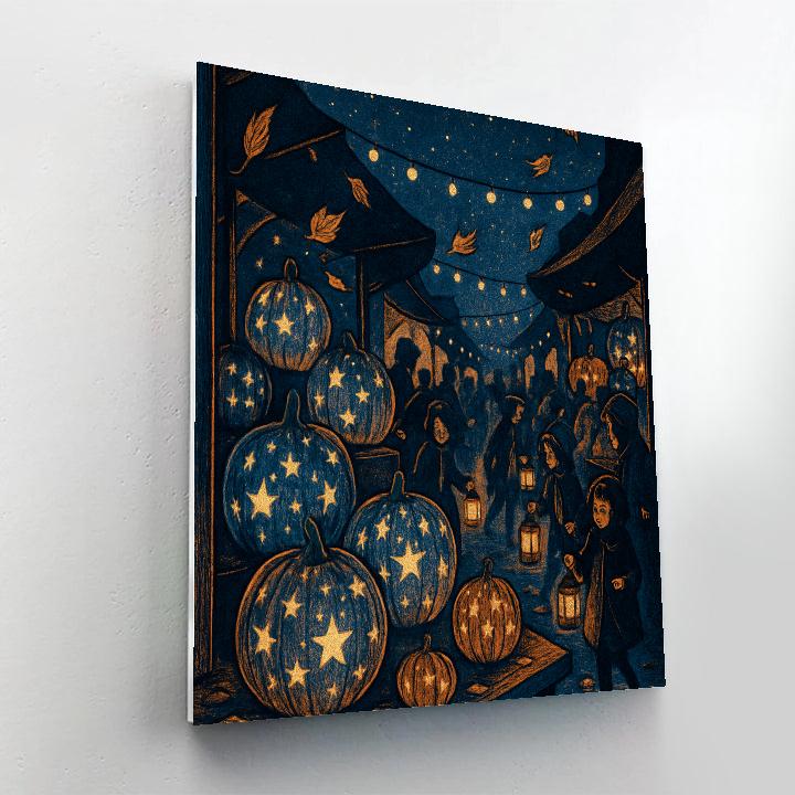 Starlit Pumpkin Market Lane painting number kit