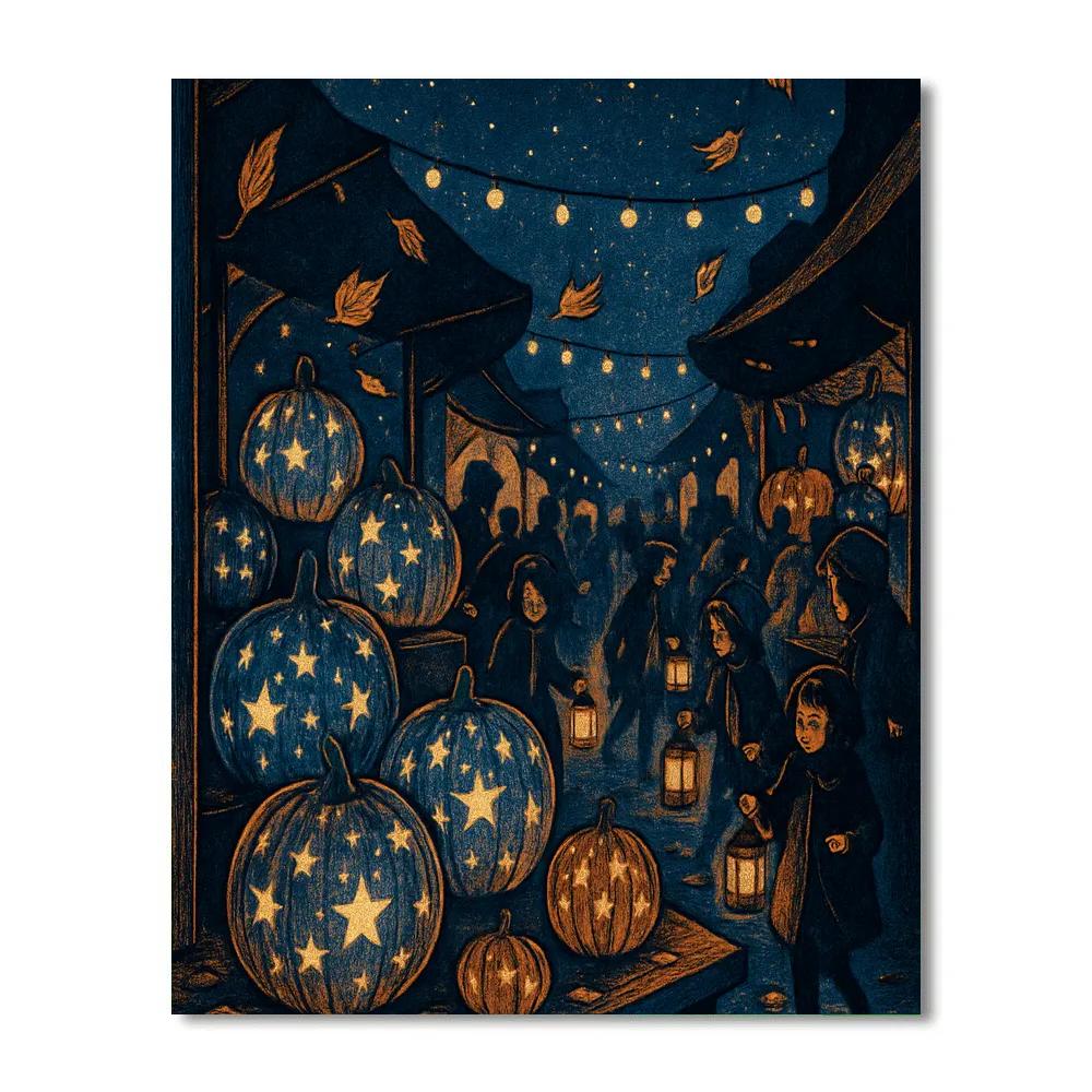 Starlit Pumpkin Market Lane painting number kit