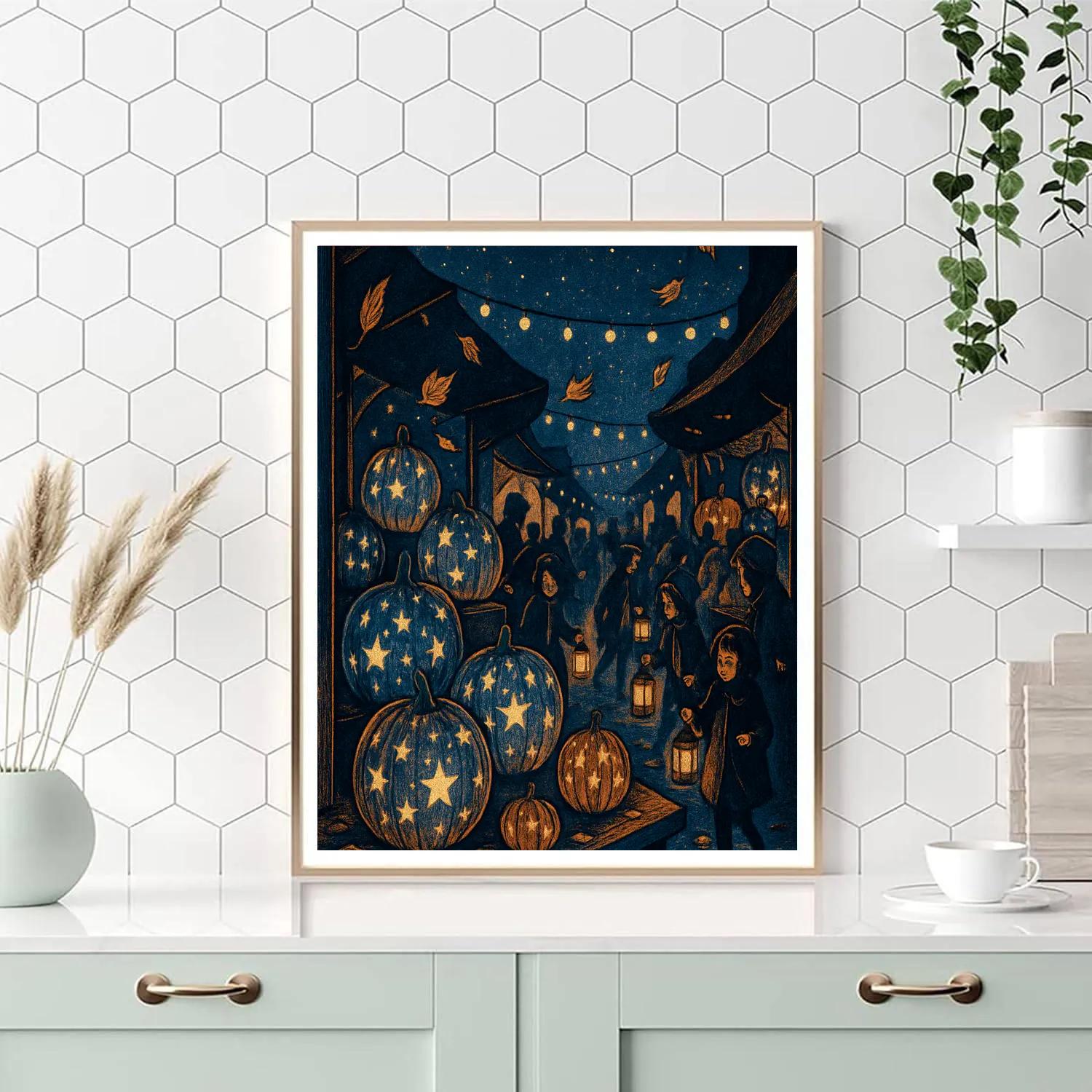 Starlit Pumpkin Market Lane painting number kit