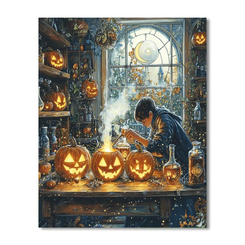 Pumpkin Alchemist Midnight Workshop DIY paint by numbers
