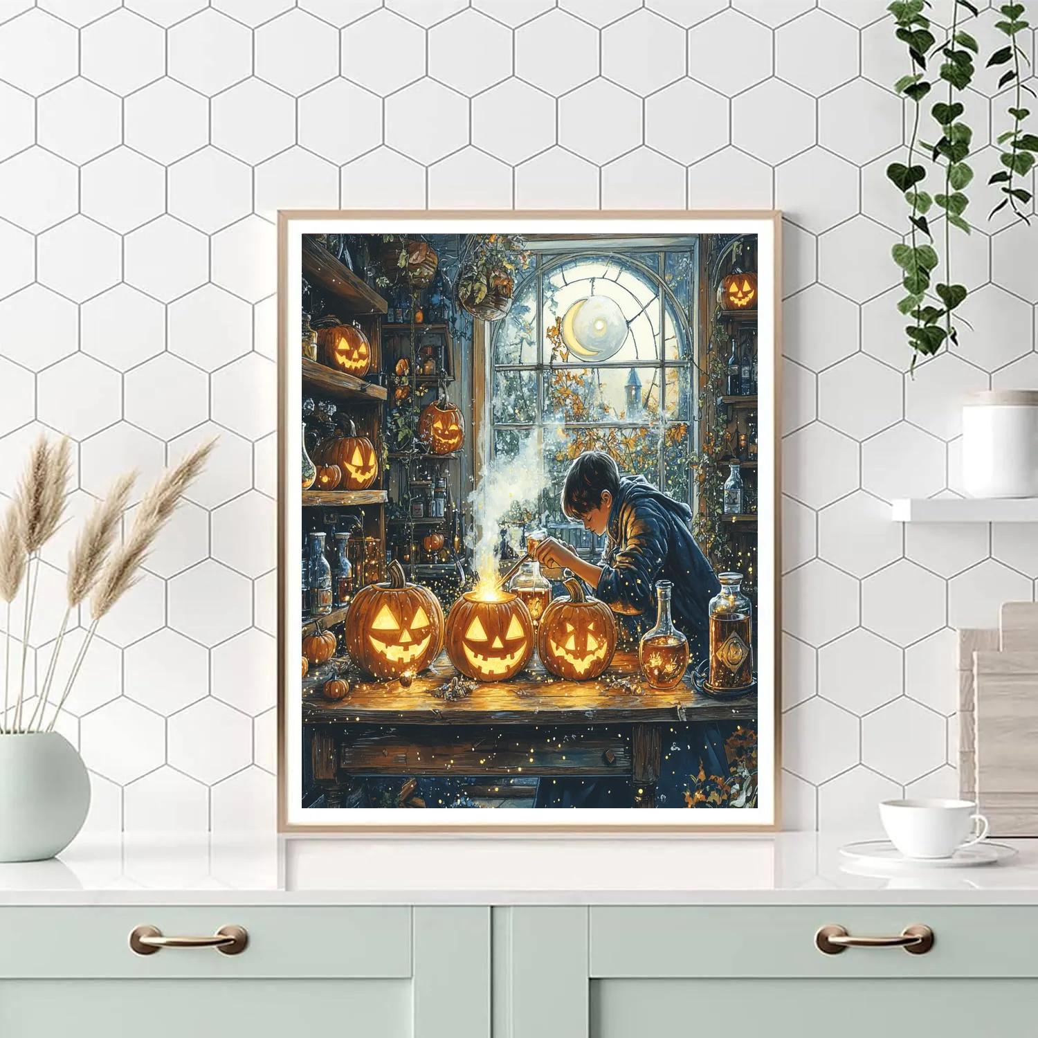 Pumpkin Alchemist Midnight Workshop DIY paint by numbers