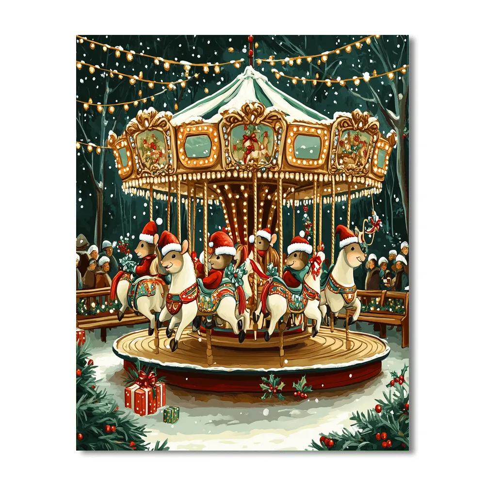 Merry Carousel Mouse Parade DIY paint by numbers