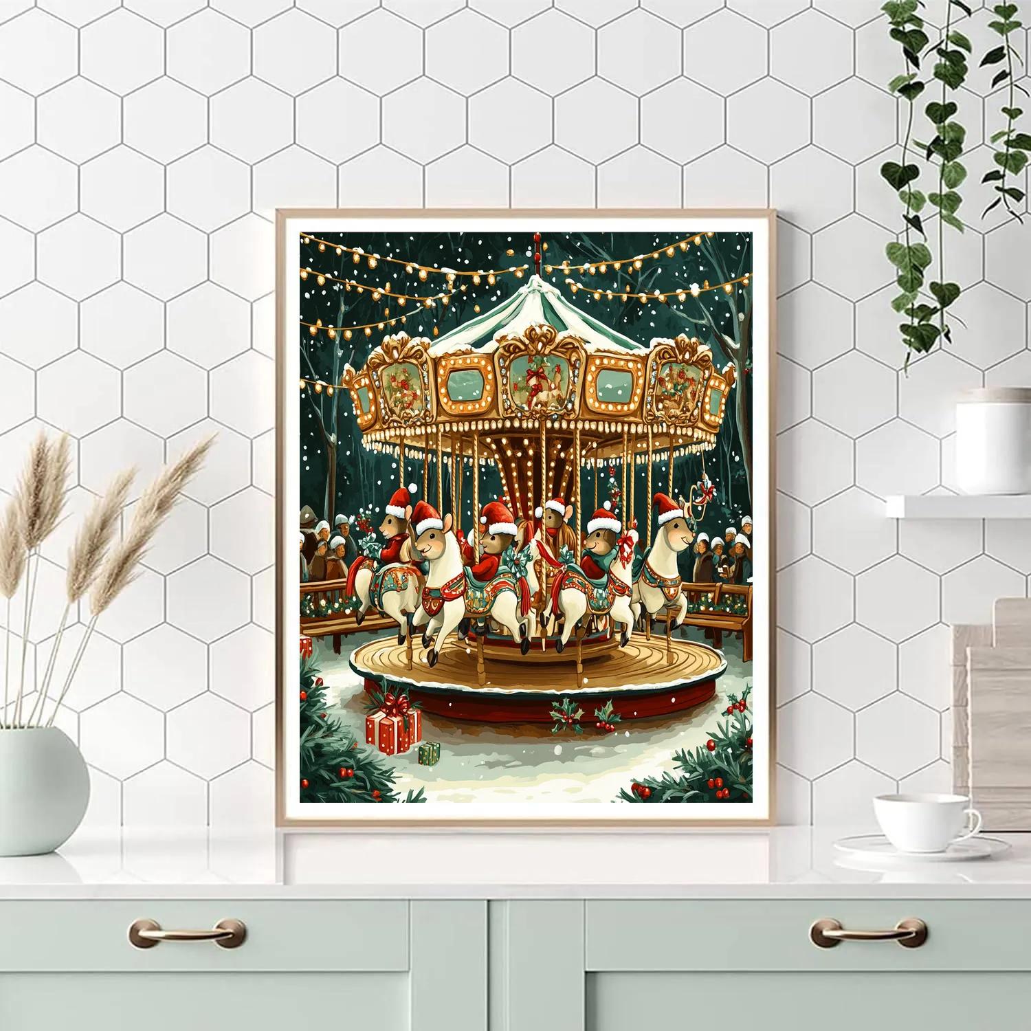 Merry Carousel Mouse Parade DIY paint by numbers