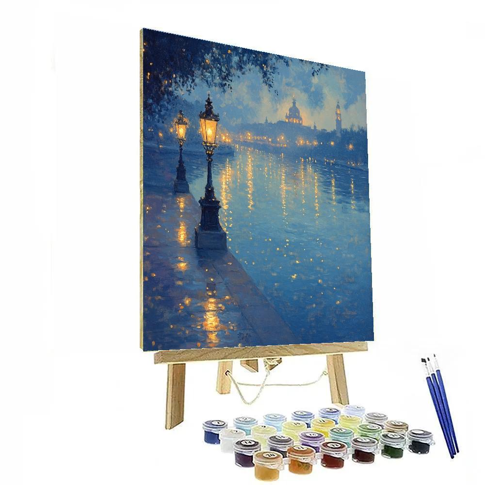 Claude Monet Inspired Citylights At Dusk Paint by numbers kits
