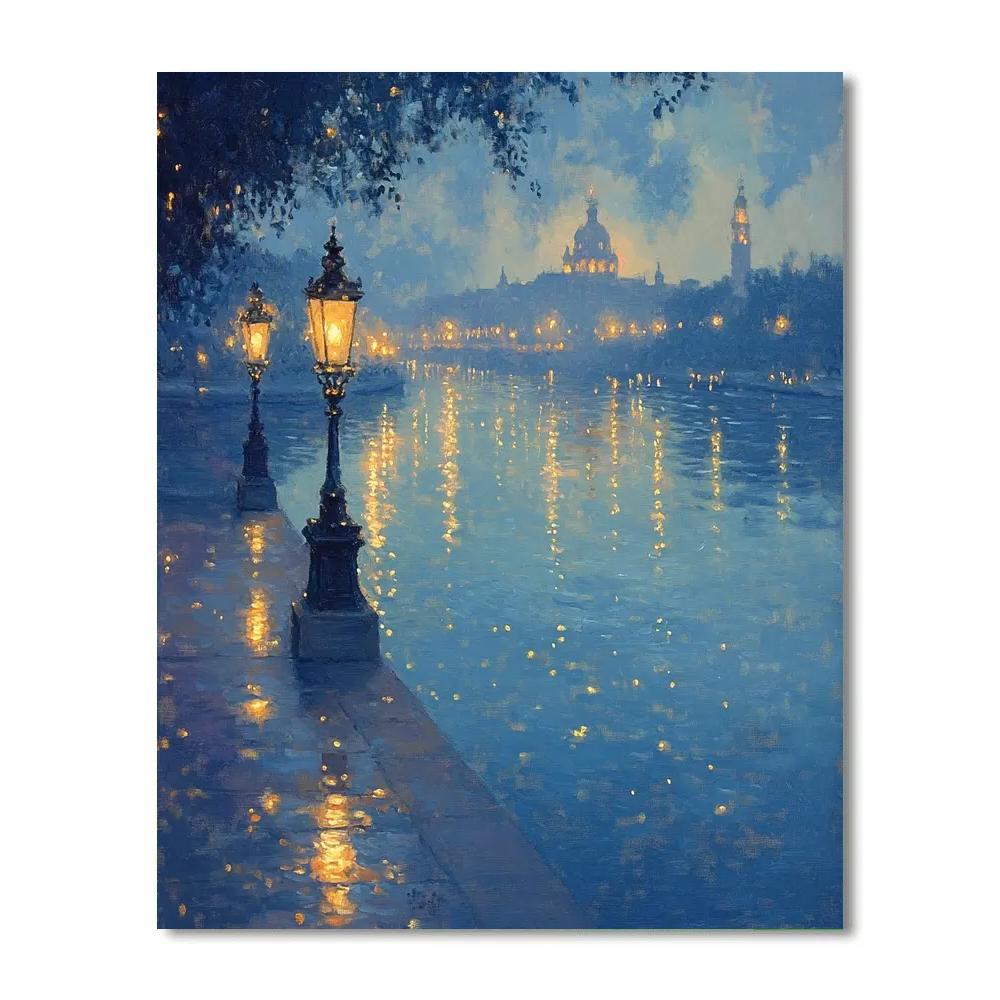 Claude Monet Inspired Citylights At Dusk Paint by numbers kits