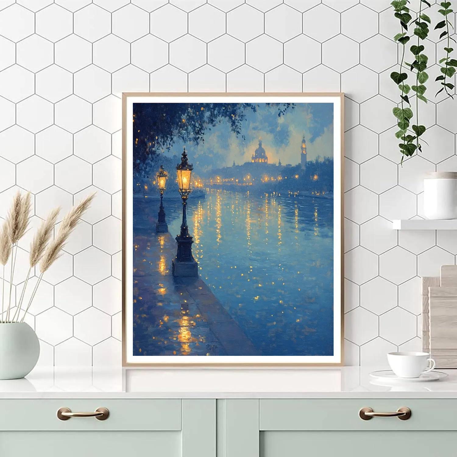 Claude Monet Inspired Citylights At Dusk Paint by numbers kits