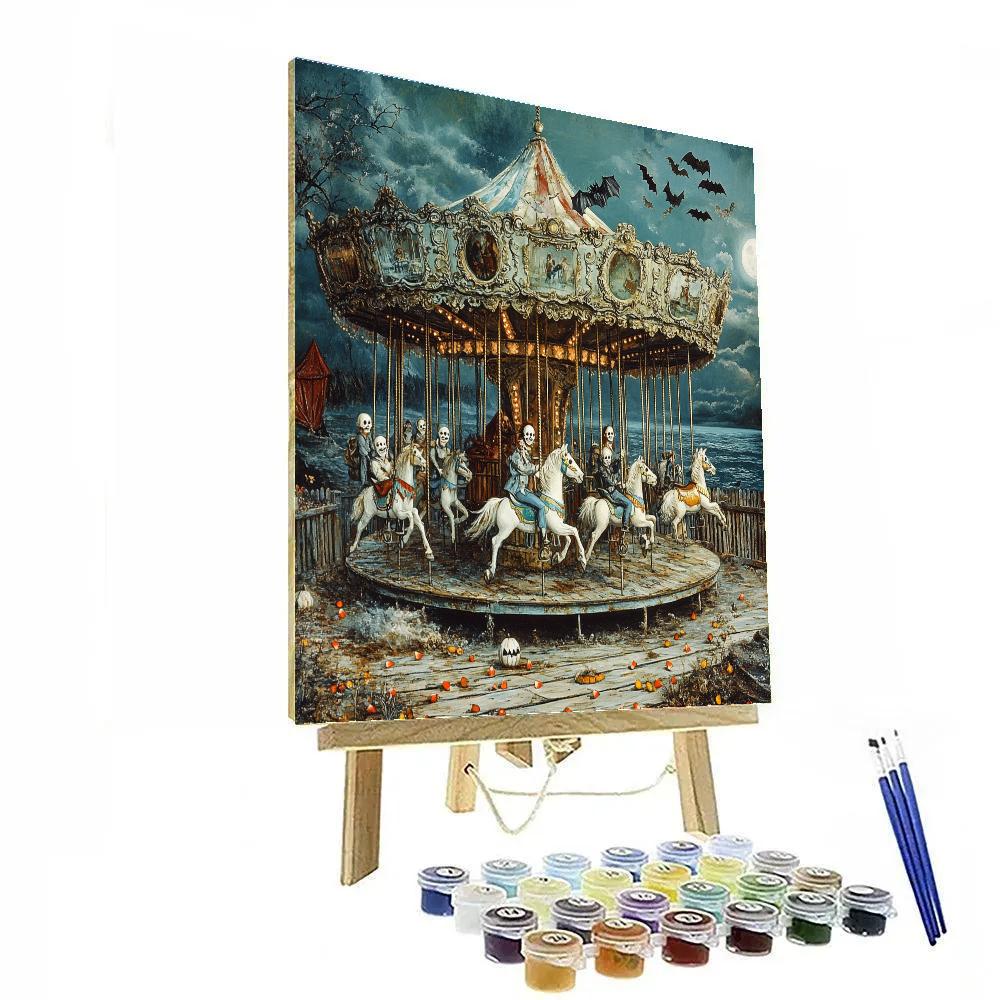 Spooky Carnival Carousel At Dusk Paint by numbers art