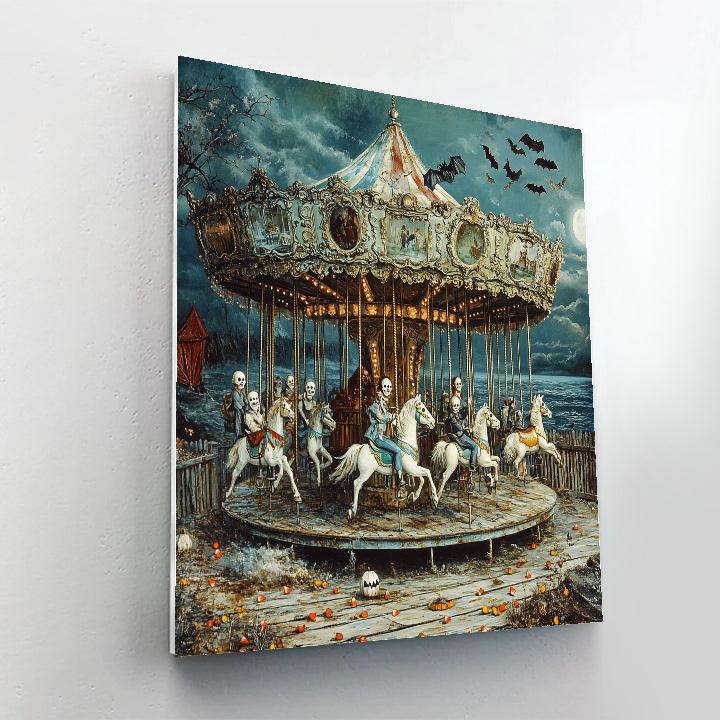 Spooky Carnival Carousel At Dusk Paint by numbers art