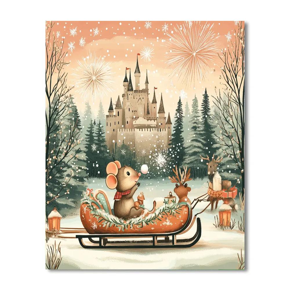 Snowball Sleigh Ride At Dawn paint by numbers
