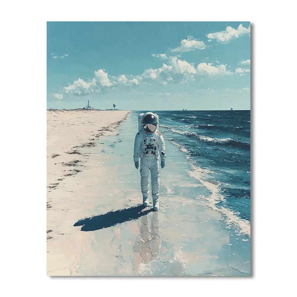 Salvador Dali Inspired Astronaut On Shoreline Paint by numbers kits