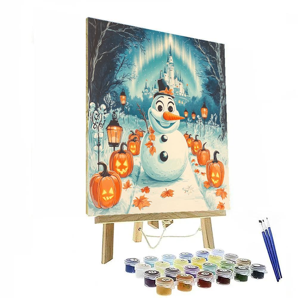 Olafs Spooky Snow Lantern Festival painting number kit