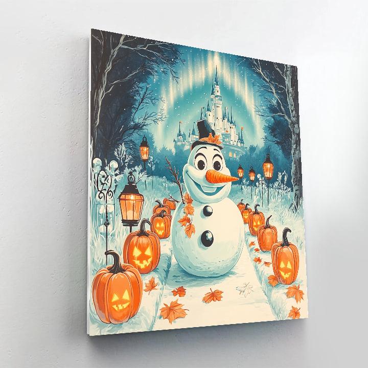 Olafs Spooky Snow Lantern Festival painting number kit