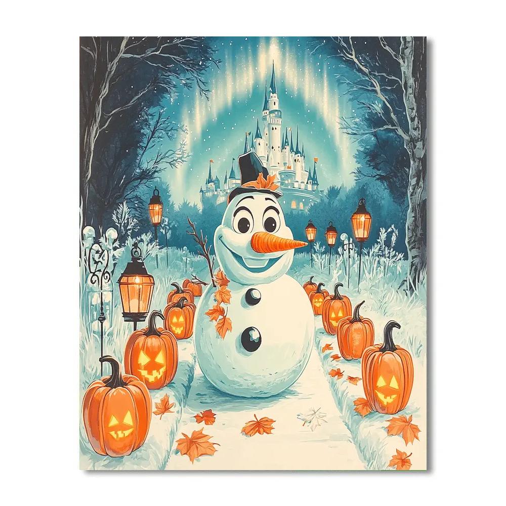 Olafs Spooky Snow Lantern Festival painting number kit
