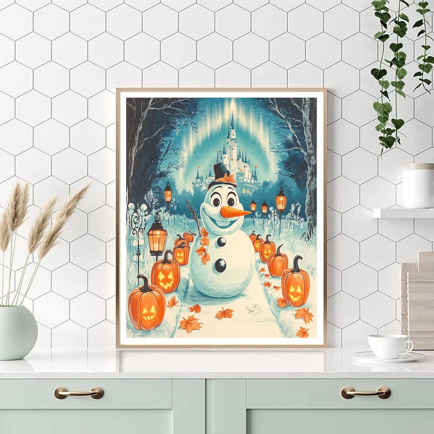 Olafs Spooky Snow Lantern Festival painting number kit