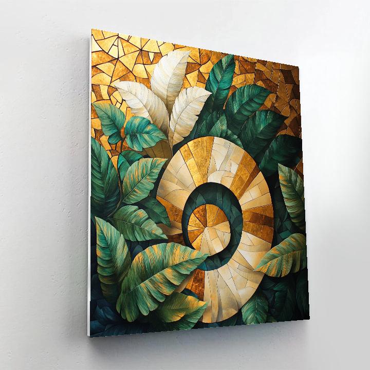 Gustav Klimt Inspired Golden Spiral Foliage paint by numbers