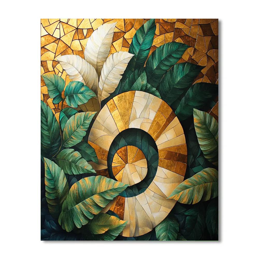 Gustav Klimt Inspired Golden Spiral Foliage paint by numbers