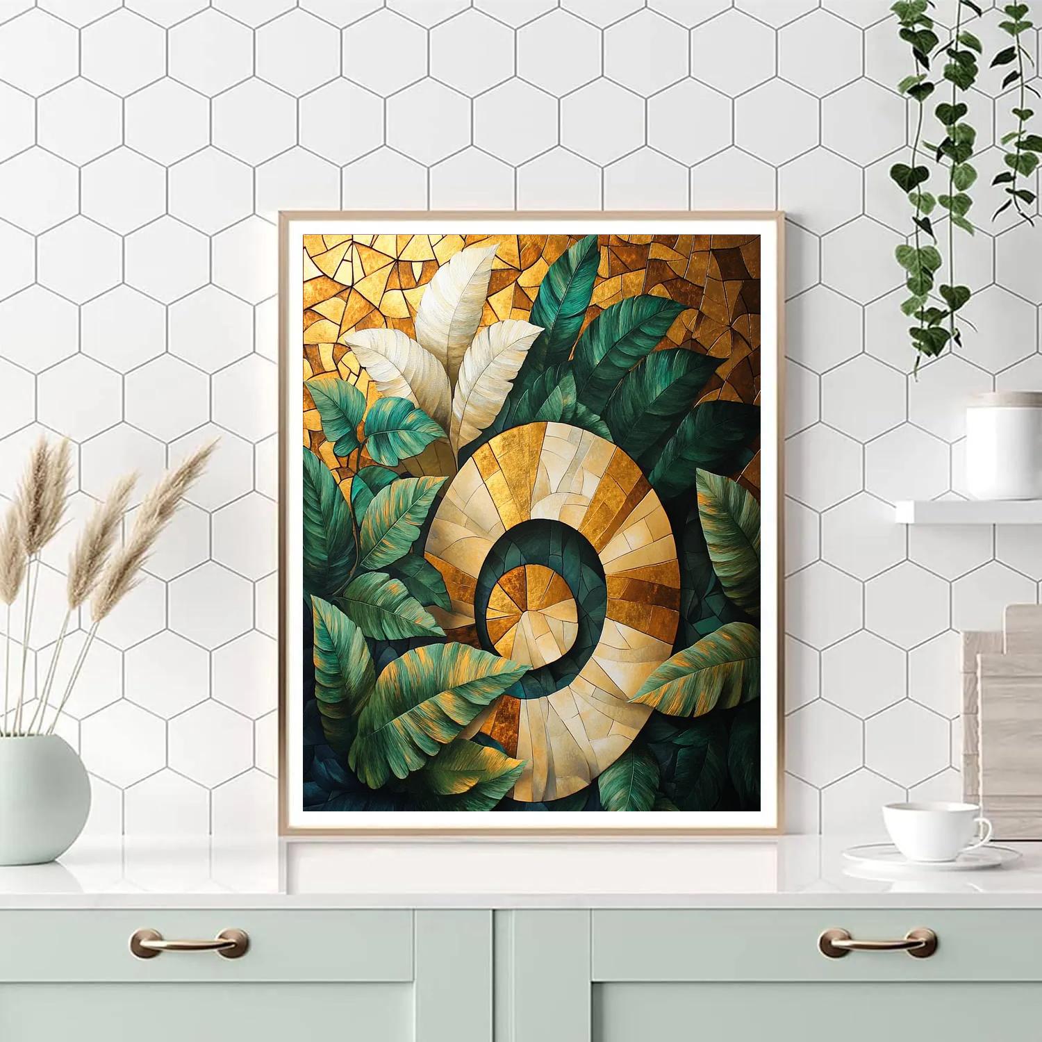 Gustav Klimt Inspired Golden Spiral Foliage paint by numbers