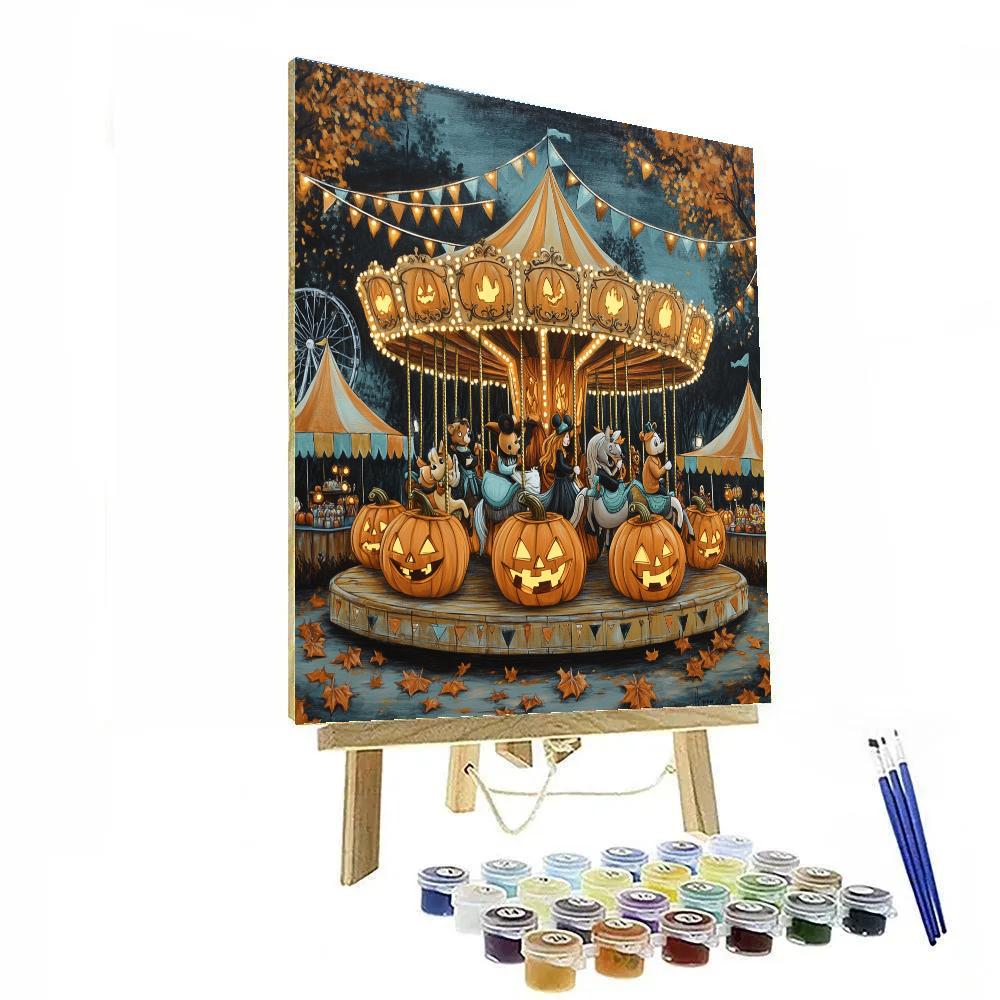 Enchanted Pumpkin Carousel Number painting