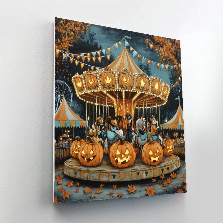 Enchanted Pumpkin Carousel Number painting