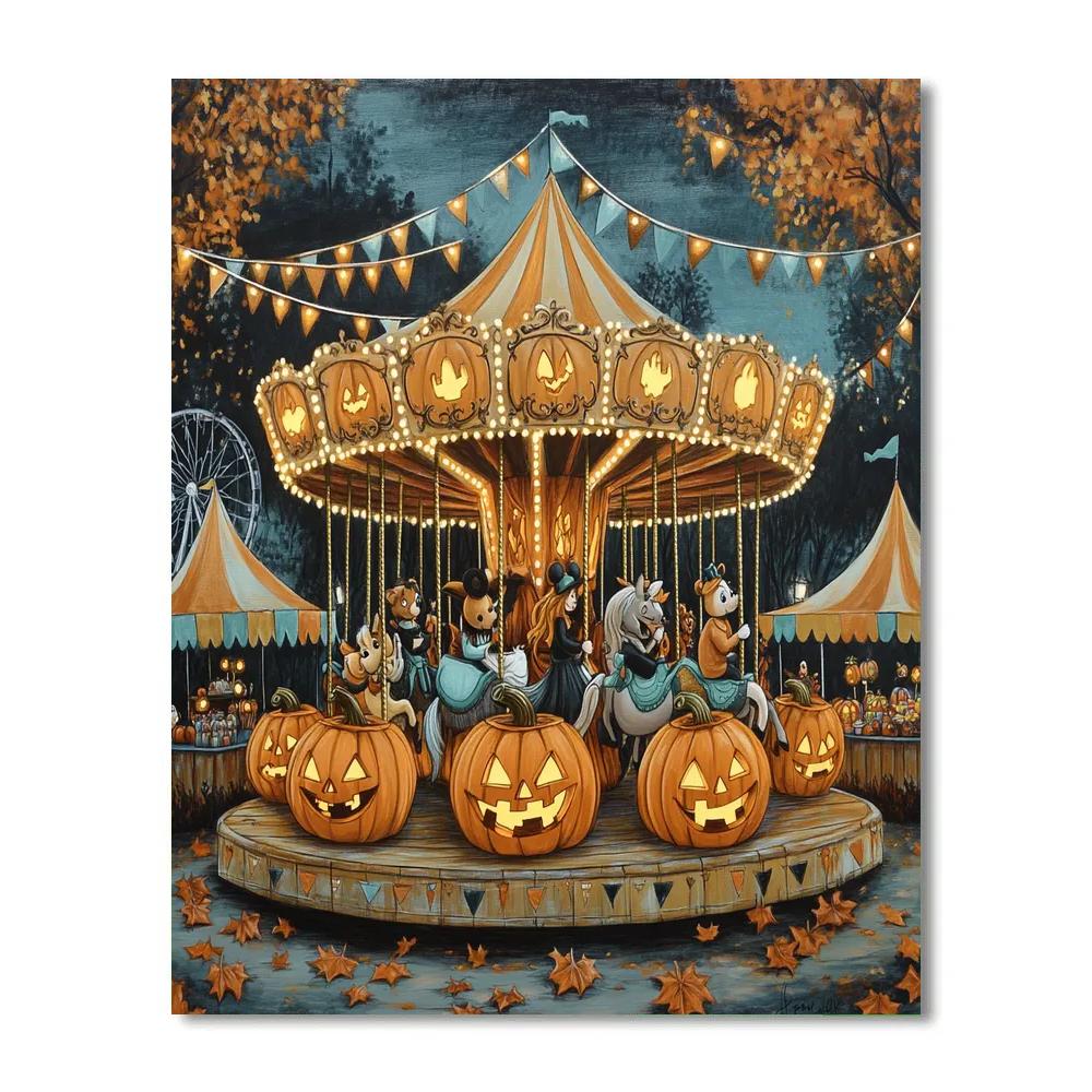 Enchanted Pumpkin Carousel Number painting