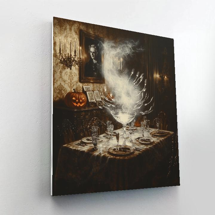 Candlelit Séance Dining With Haunted Silverware paint by number