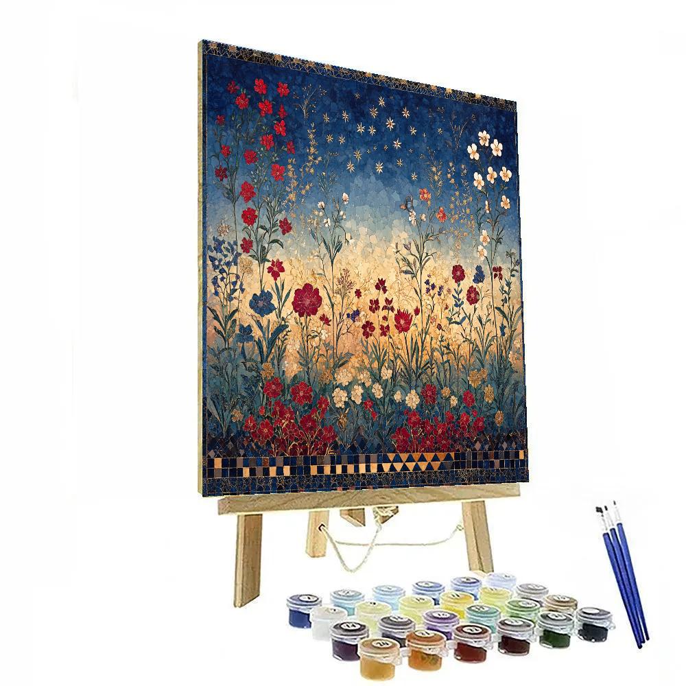 Gustav Klimt Inspired Ornamental Twilight Meadow paint by number