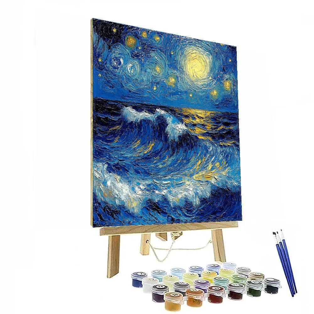Van Gogh Inspired Starry Ocean Waves DIY paint by numbers