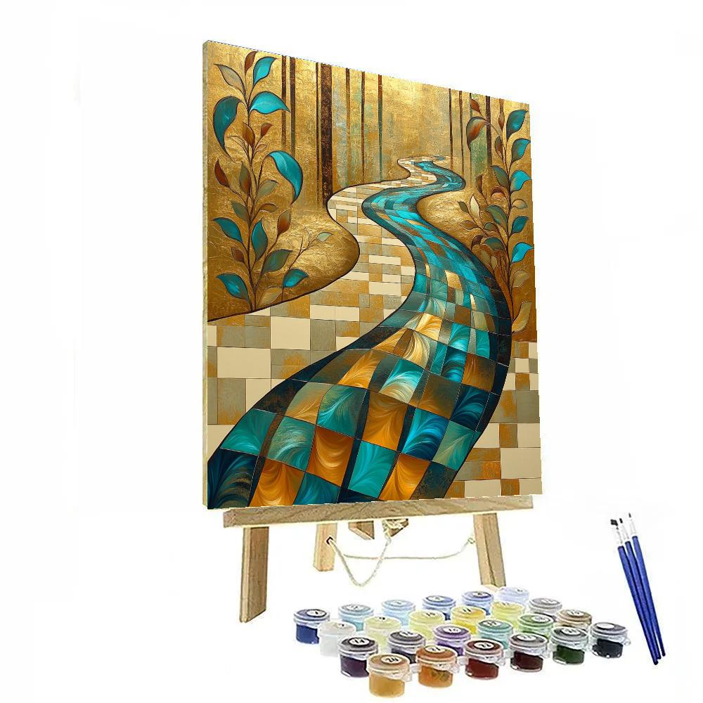 Gustav Klimt Inspired Abstract River Of Gold Paint by numbers art