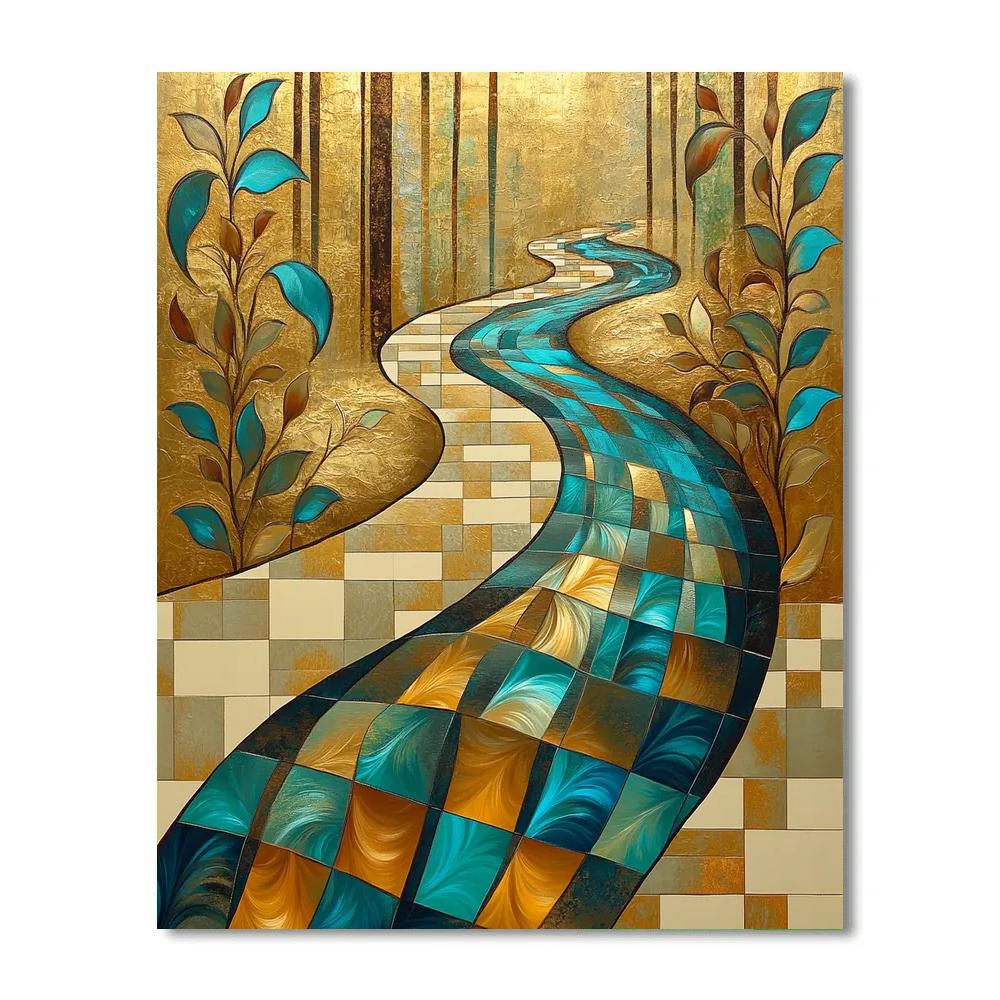 Gustav Klimt Inspired Abstract River Of Gold Paint by numbers art