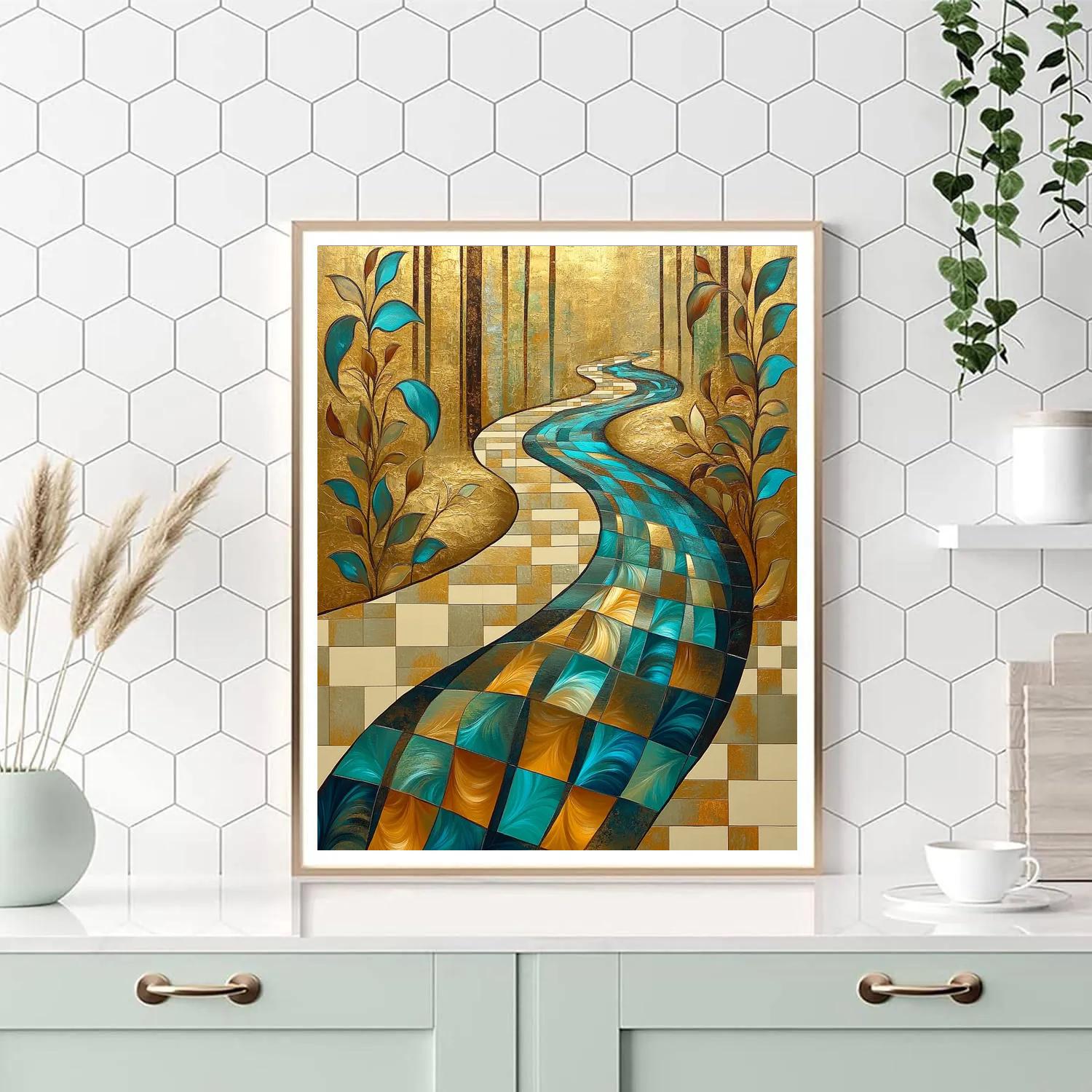 Gustav Klimt Inspired Abstract River Of Gold Paint by numbers art