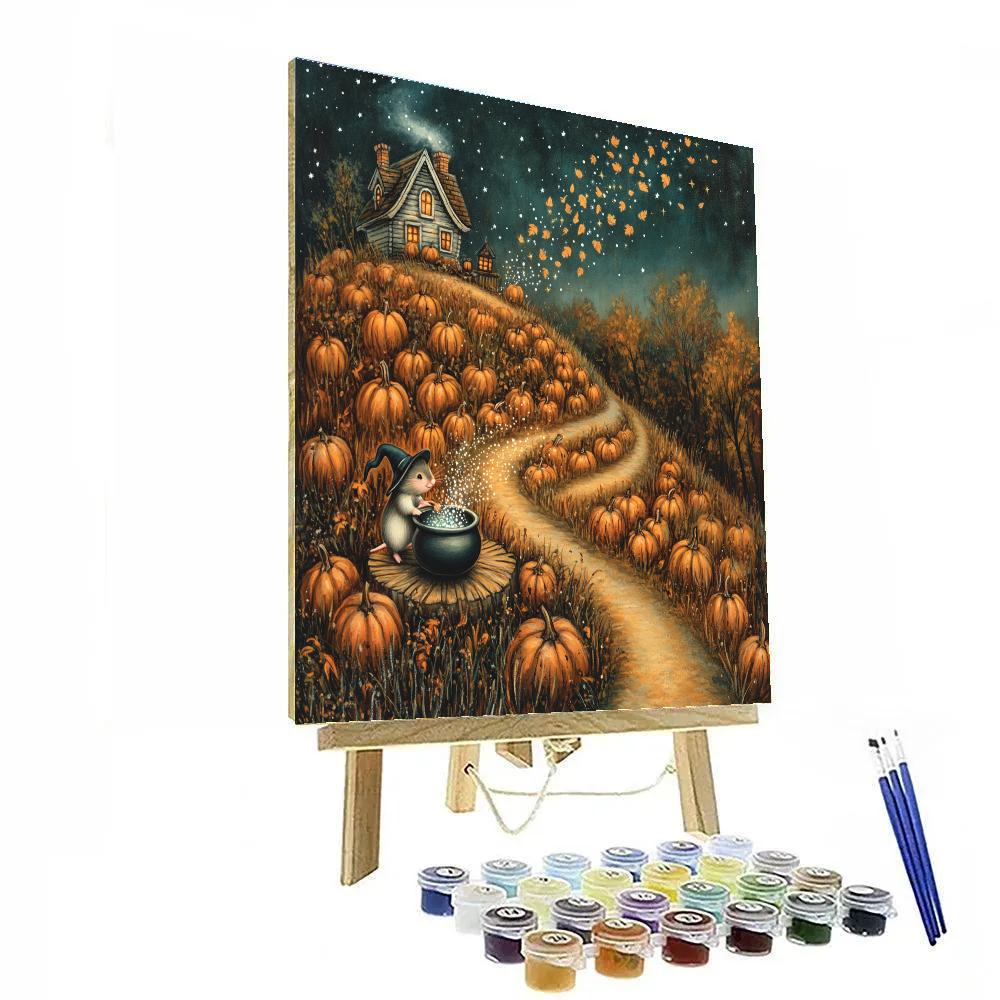Witchs Cottage On Pumpkin Hill paint by color