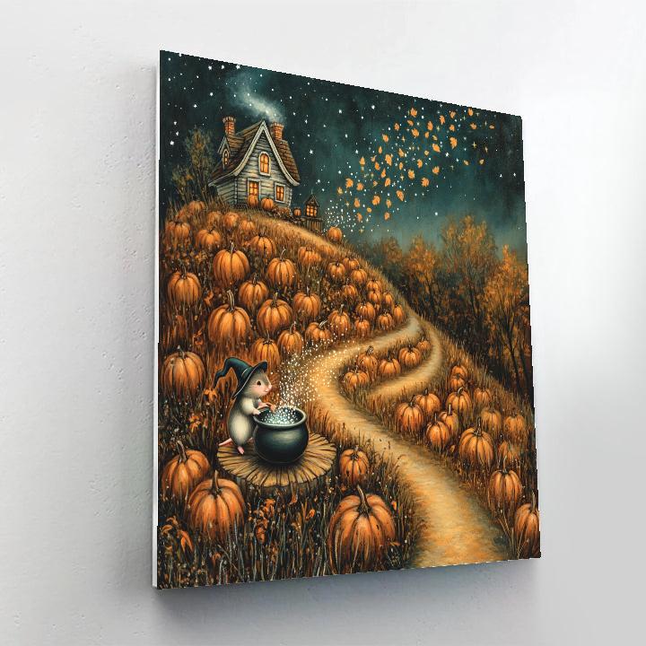 Witchs Cottage On Pumpkin Hill paint by color