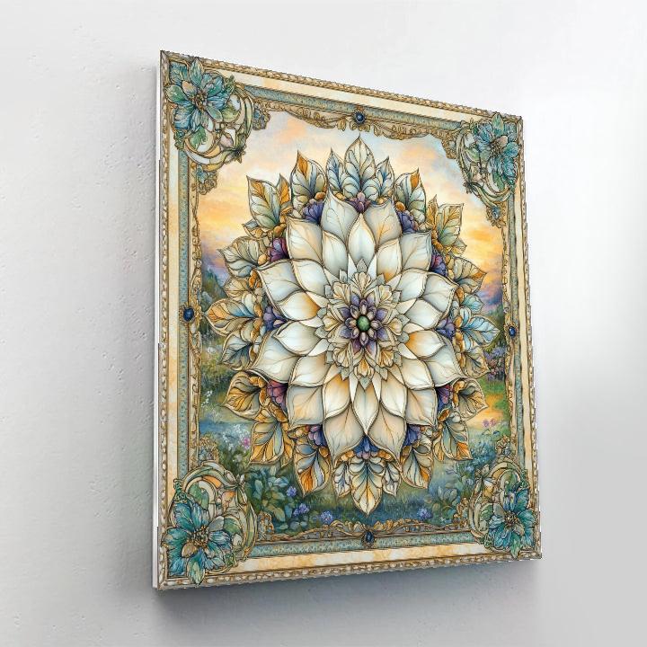 Alphonse Mucha Inspired Seasonal Floral Mandala Paint by numbers art