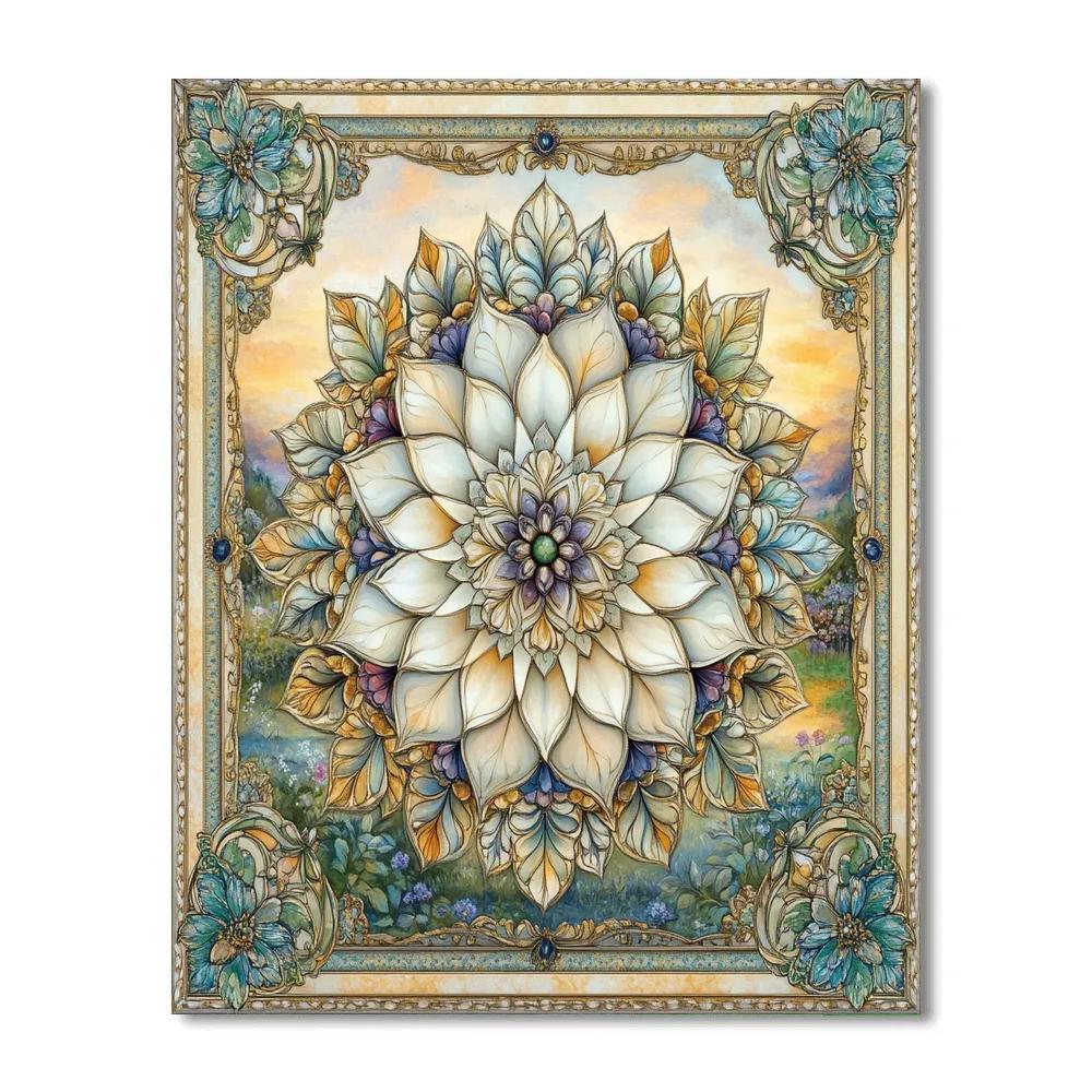 Alphonse Mucha Inspired Seasonal Floral Mandala Paint by numbers art