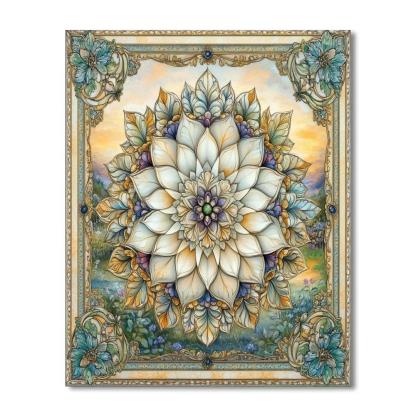 Alphonse Mucha Inspired Seasonal Floral Mandala Paint by numbers art