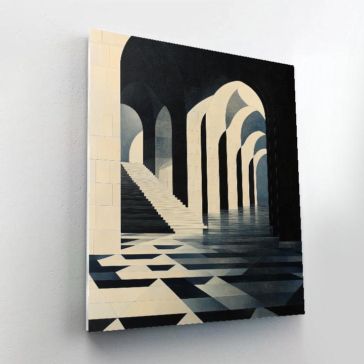 M.C. Escher Inspired Infinite Stairfield paint by numbers