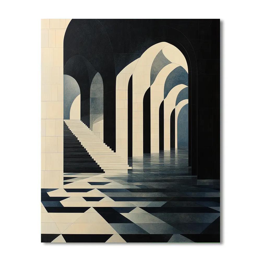 M.C. Escher Inspired Infinite Stairfield paint by numbers