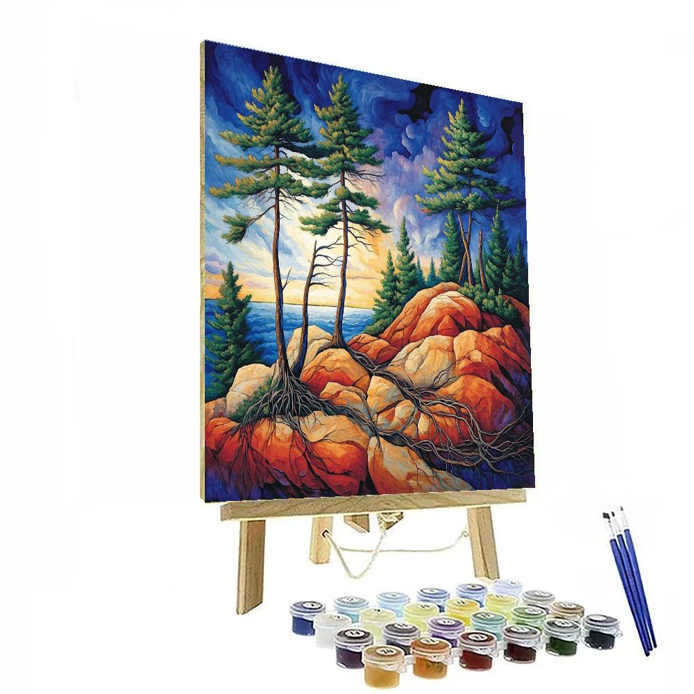 Arthur Lismer Inspired Rock Crevice Pines Number painting