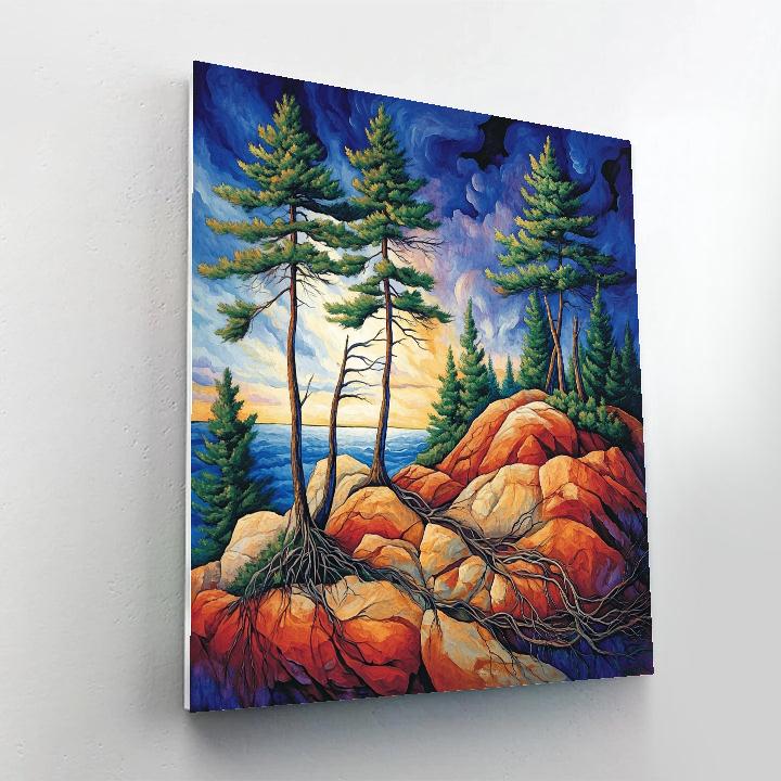 Arthur Lismer Inspired Rock Crevice Pines Number painting