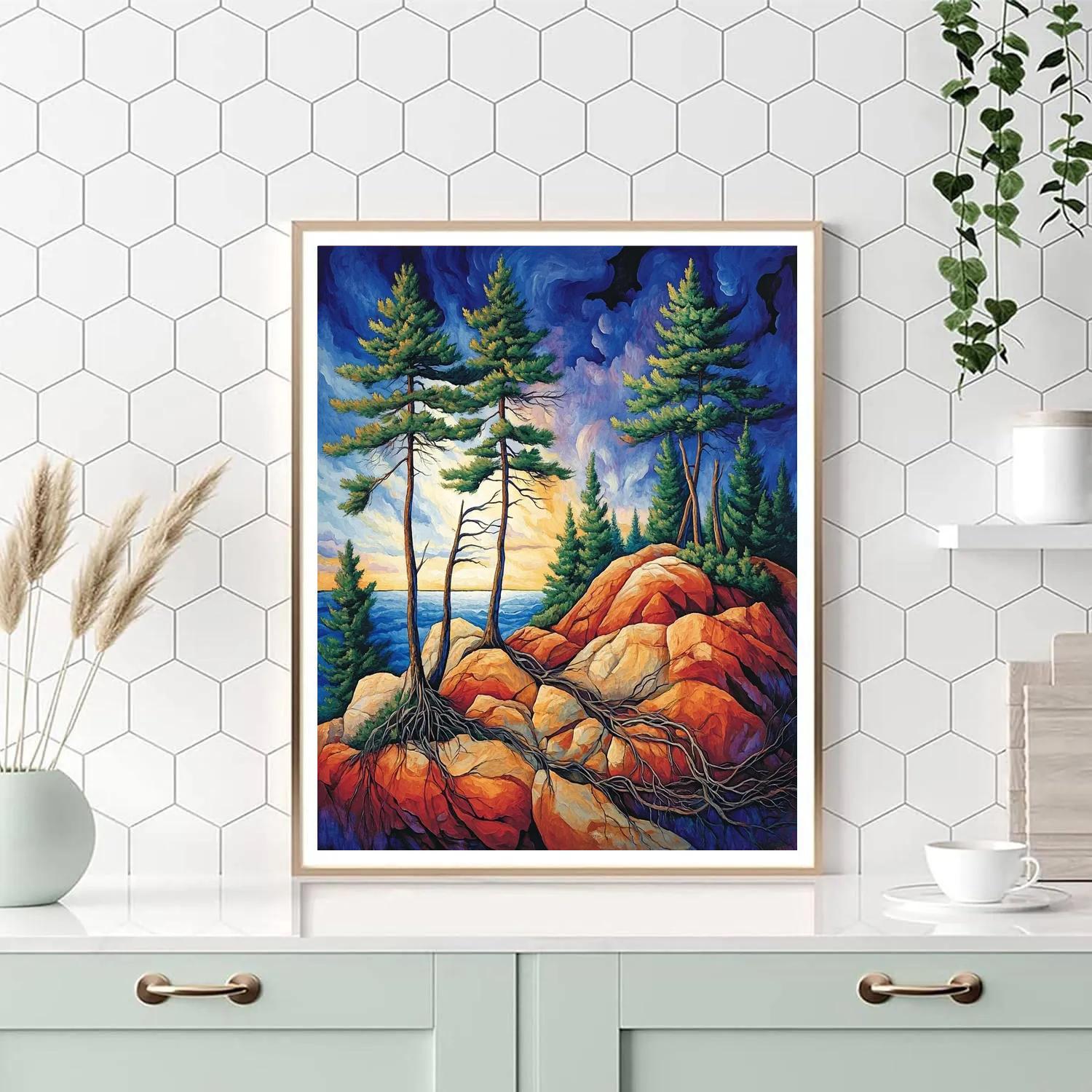 Arthur Lismer Inspired Rock Crevice Pines Number painting