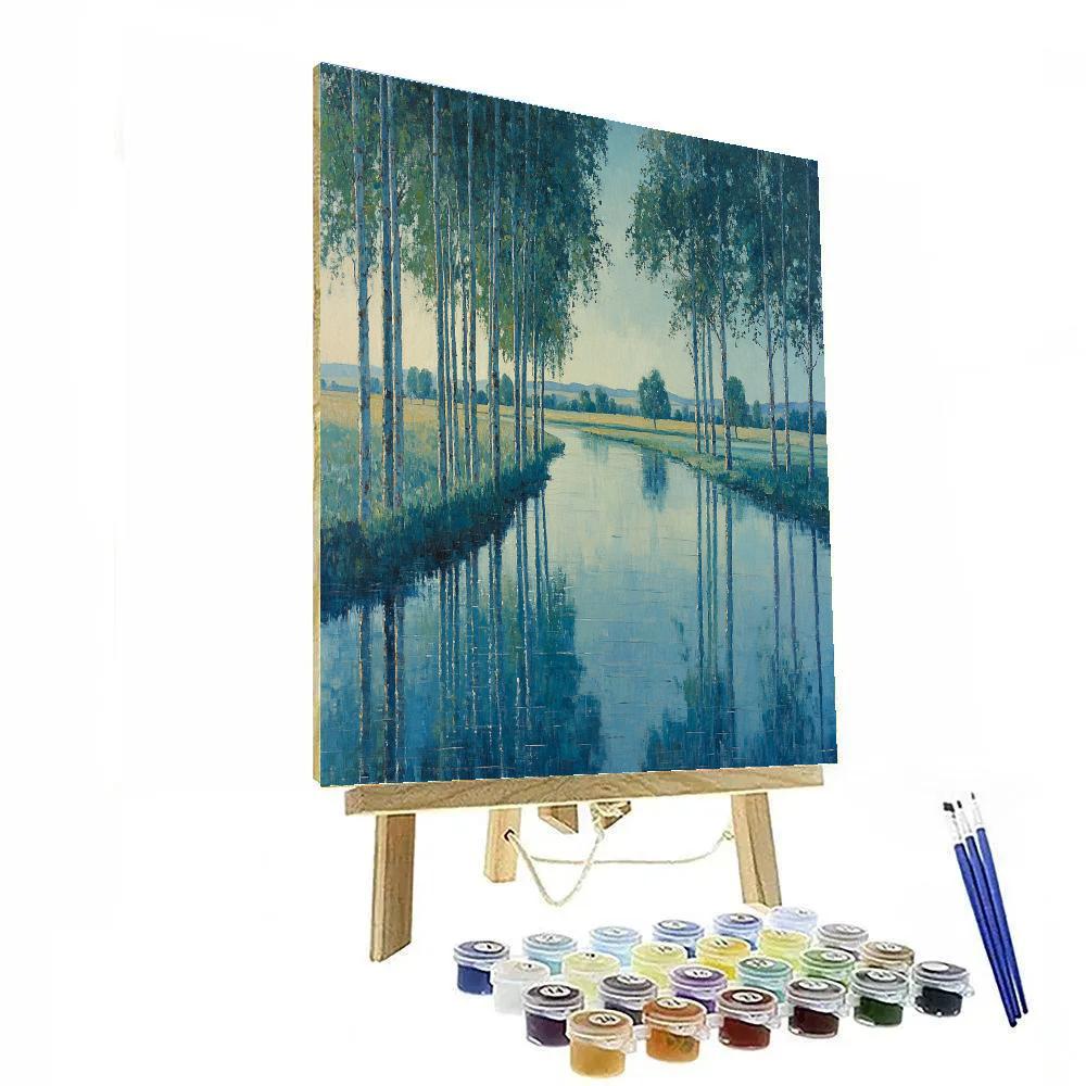 Claude Monet Inspired River Poplars At Cool Twilight Painting by numbers kit