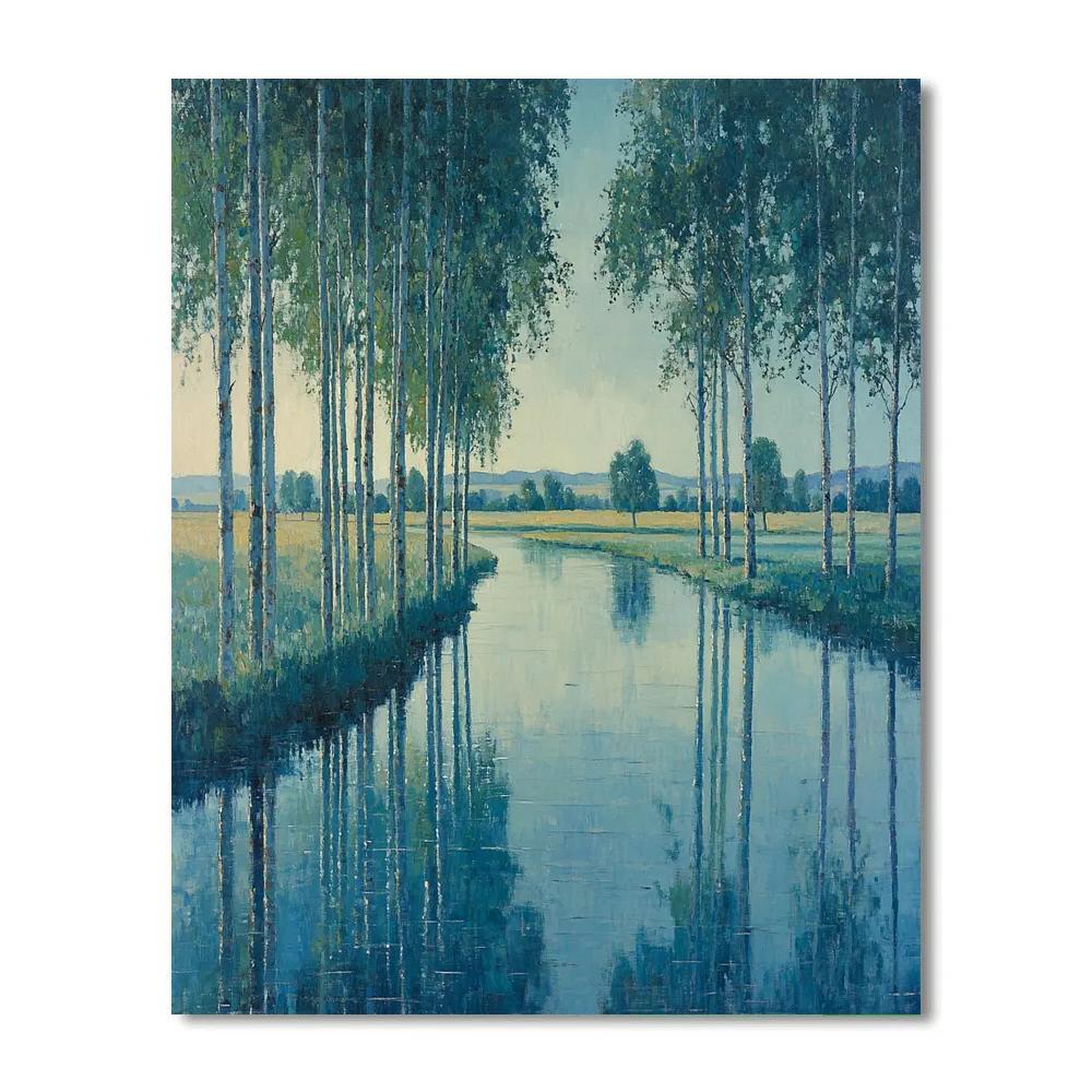 Claude Monet Inspired River Poplars At Cool Twilight Painting by numbers kit
