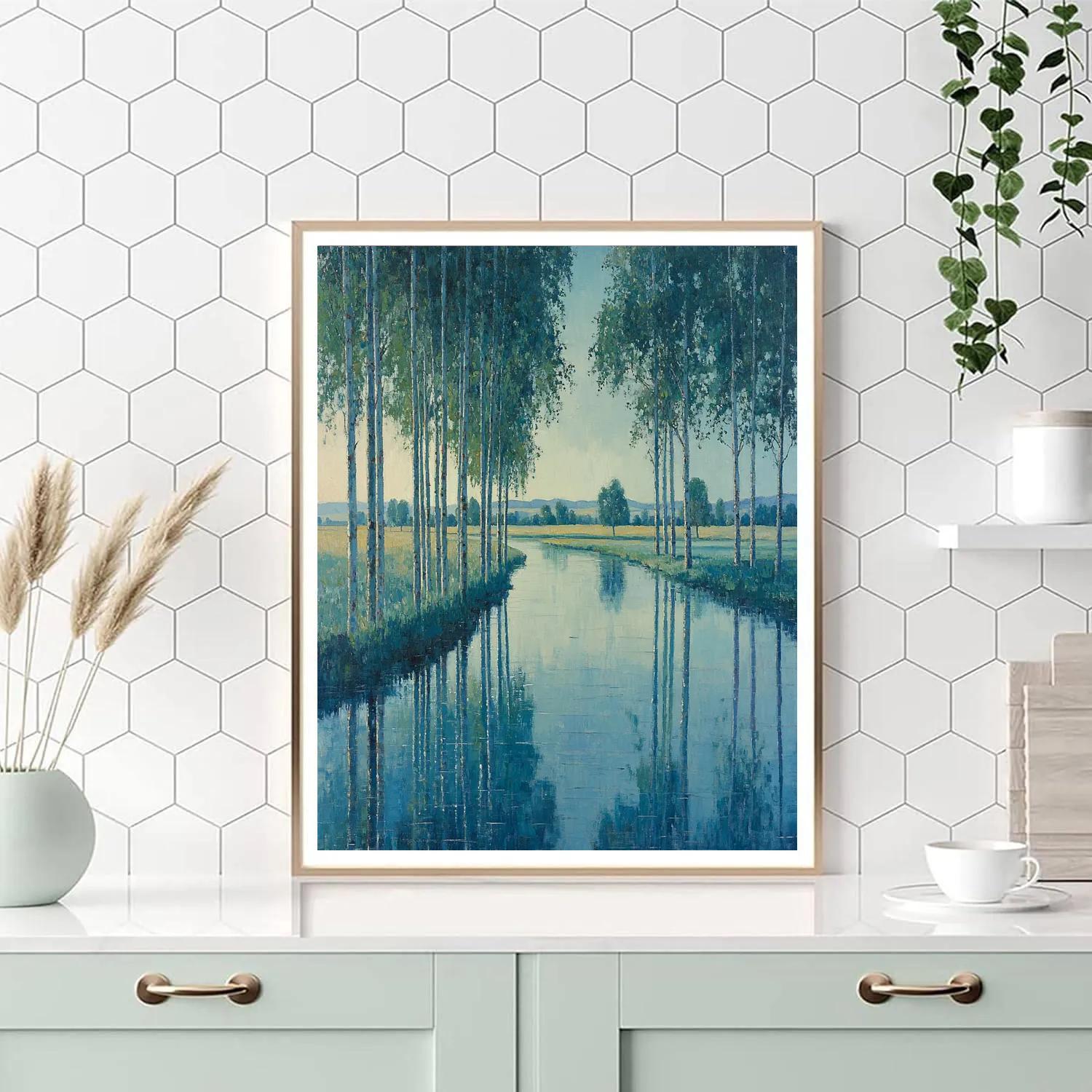 Claude Monet Inspired River Poplars At Cool Twilight Painting by numbers kit