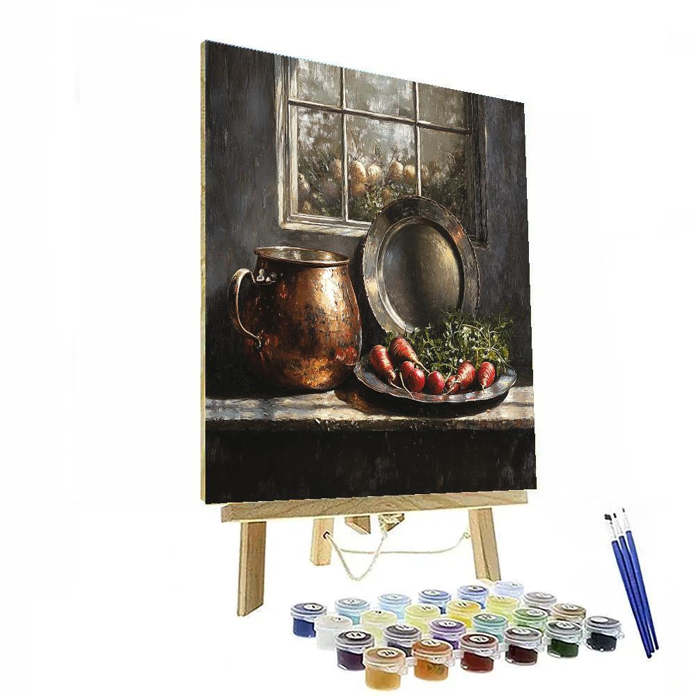 Diego Velázquez Inspired Copper Kettle And Market Vegetables Paint by numbers art