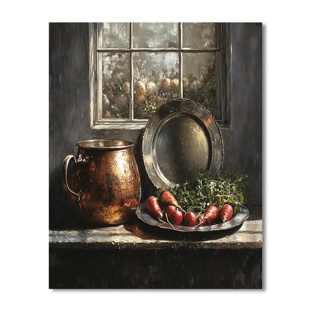 Diego Velázquez Inspired Copper Kettle And Market Vegetables Paint by numbers art