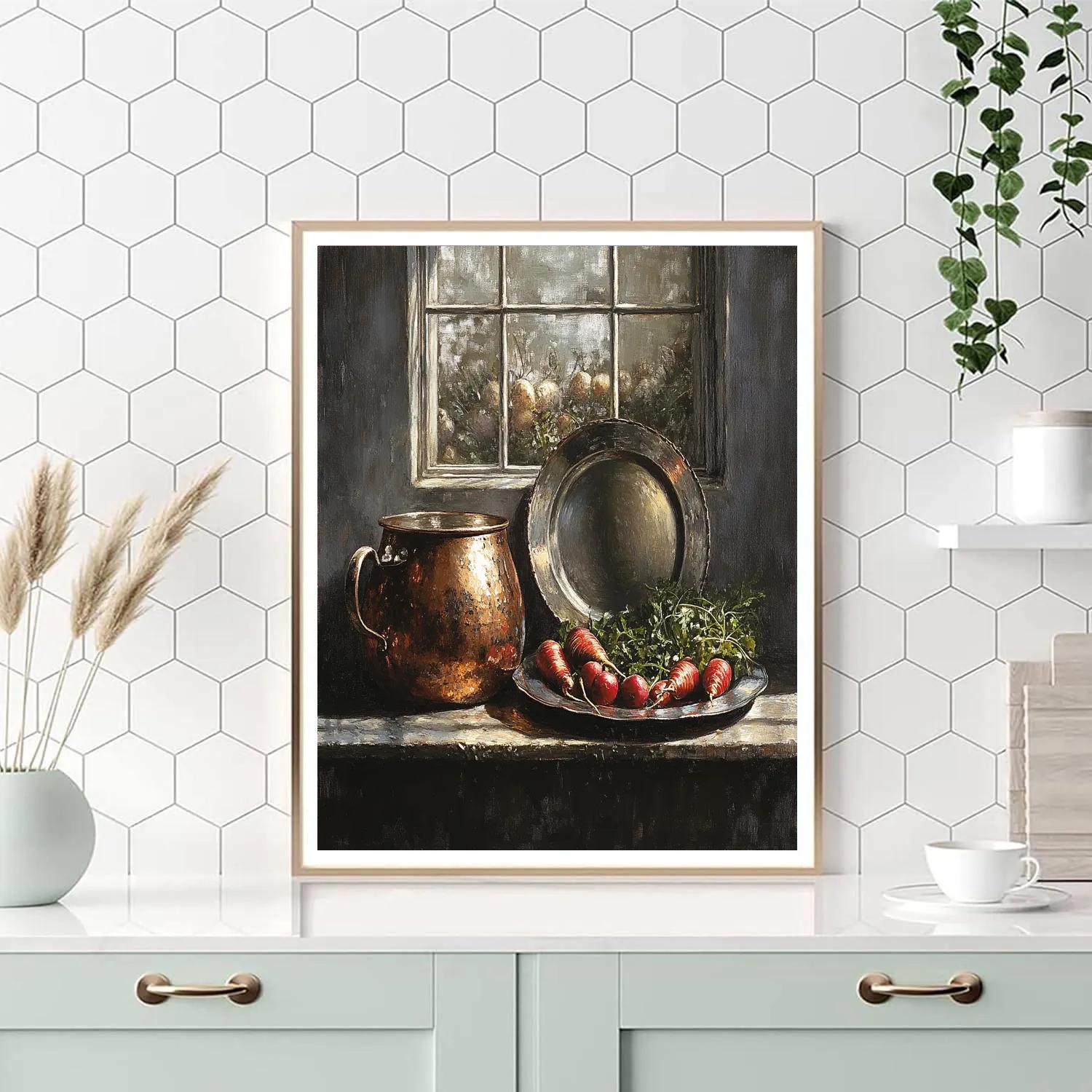 Diego Velázquez Inspired Copper Kettle And Market Vegetables Paint by numbers art