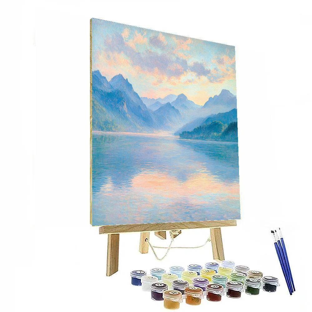 Monet Inspired Sunrise Over Mountains Numbered painting kits