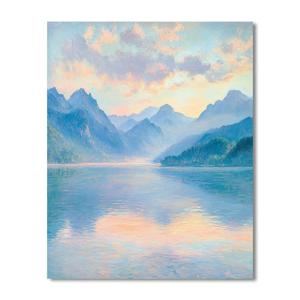 Monet Inspired Sunrise Over Mountains Numbered painting kits