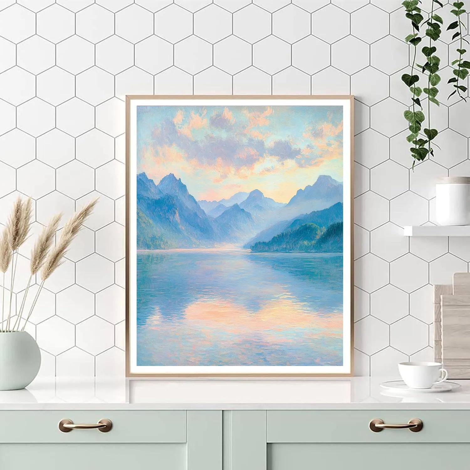 Monet Inspired Sunrise Over Mountains Numbered painting kits