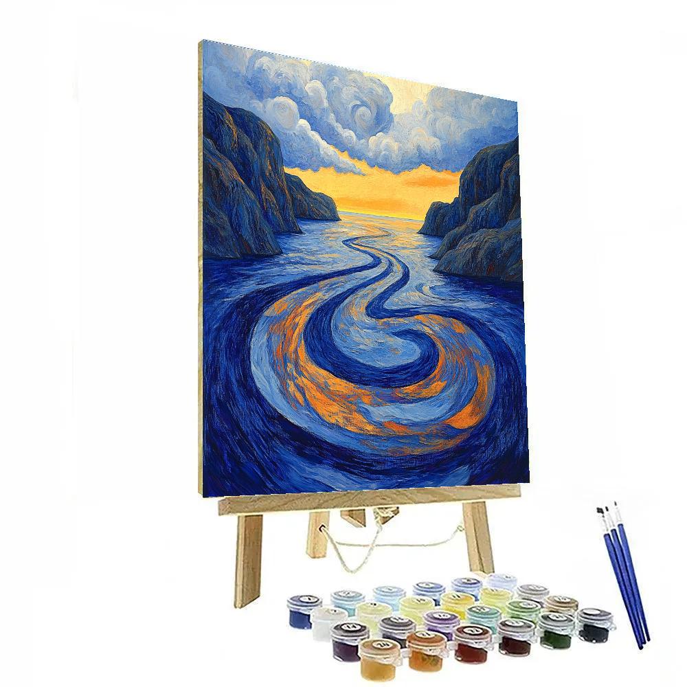 Edvard Munch Inspired Fjord Sunset Rhythm paint by number